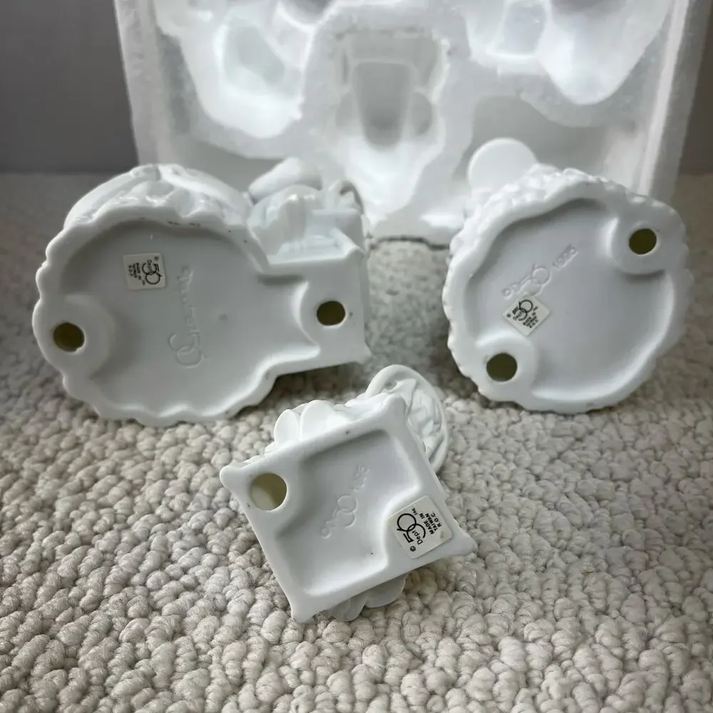 Department 56 Winter Silhouette Christmas Tea White Porcelain Set of 3 Vintage